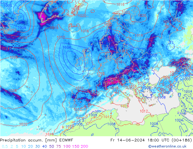 Precipitation accum. ECMWF Sex 14.06.2024 18 UTC