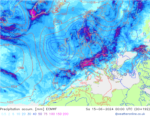 Toplam Yağış ECMWF Cts 15.06.2024 00 UTC