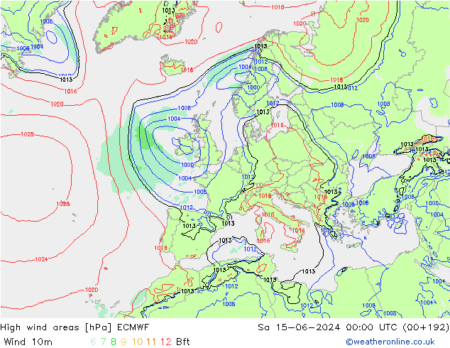 High wind areas ECMWF sab 15.06.2024 00 UTC