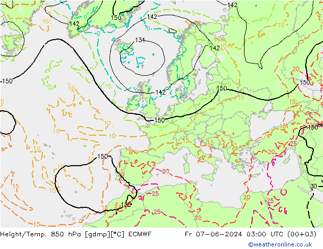 Height/Temp. 850 hPa ECMWF Fr 07.06.2024 03 UTC