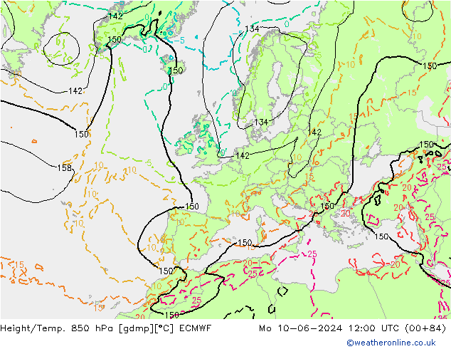 Z500/Rain (+SLP)/Z850 ECMWF Mo 10.06.2024 12 UTC