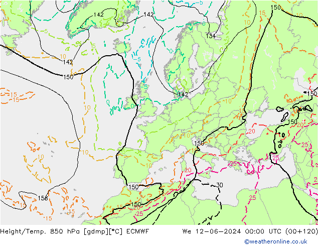 Z500/Rain (+SLP)/Z850 ECMWF mié 12.06.2024 00 UTC