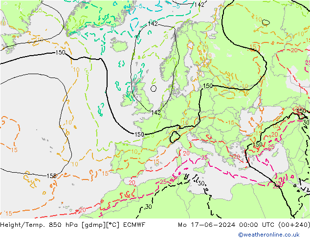 Height/Temp. 850 hPa ECMWF Po 17.06.2024 00 UTC