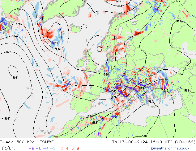 T-Adv. 500 hPa ECMWF Th 13.06.2024 18 UTC