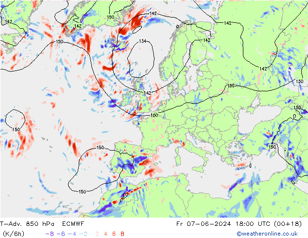 T-Adv. 850 hPa ECMWF  07.06.2024 18 UTC