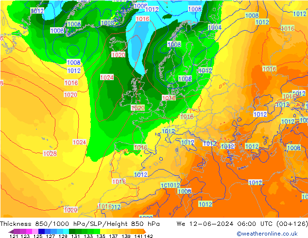 Thck 850-1000 hPa ECMWF We 12.06.2024 06 UTC