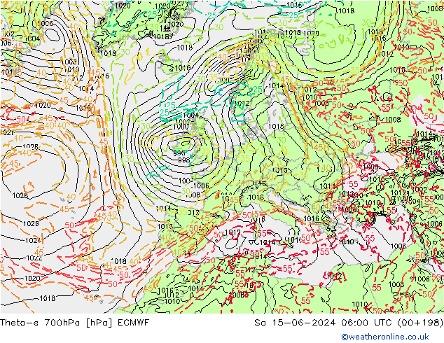 Theta-e 700hPa ECMWF Sa 15.06.2024 06 UTC