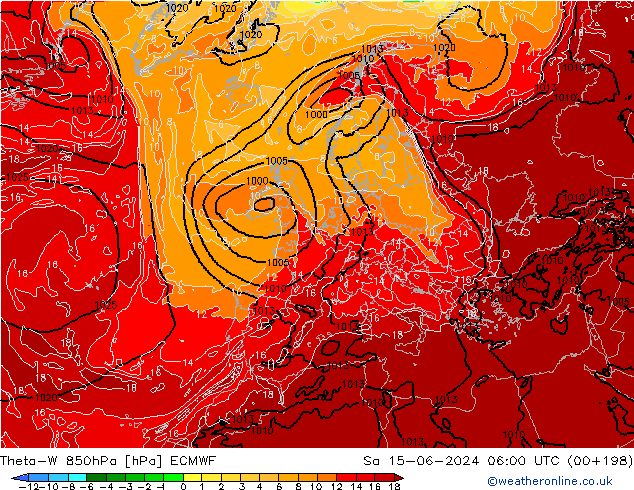 Theta-W 850hPa ECMWF Sa 15.06.2024 06 UTC