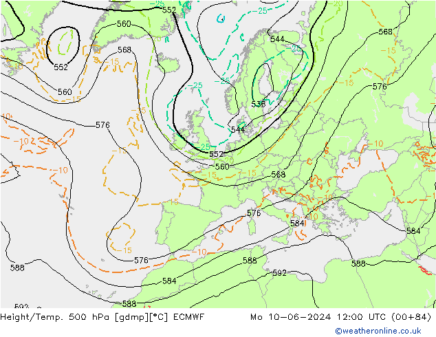 Z500/Rain (+SLP)/Z850 ECMWF  10.06.2024 12 UTC