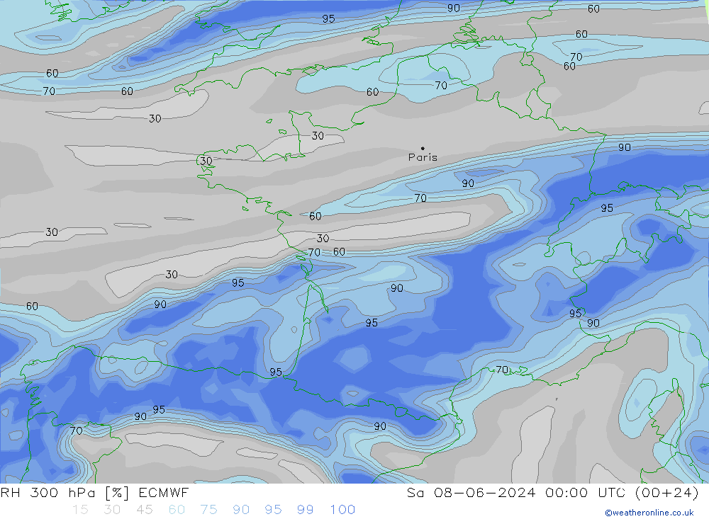 RH 300 hPa ECMWF So 08.06.2024 00 UTC