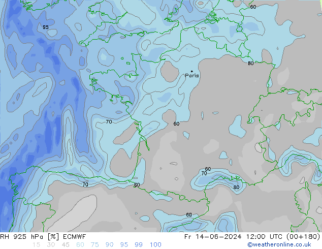 925 hPa Nispi Nem ECMWF Cu 14.06.2024 12 UTC