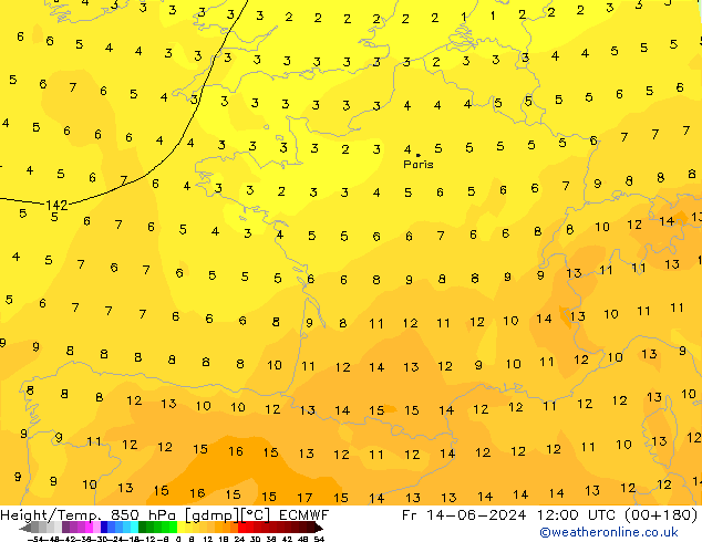 Z500/Regen(+SLP)/Z850 ECMWF vr 14.06.2024 12 UTC