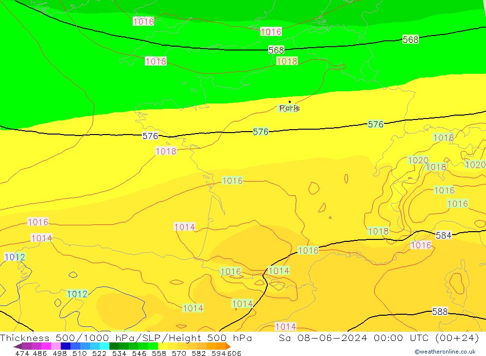 Thck 500-1000hPa ECMWF Sáb 08.06.2024 00 UTC