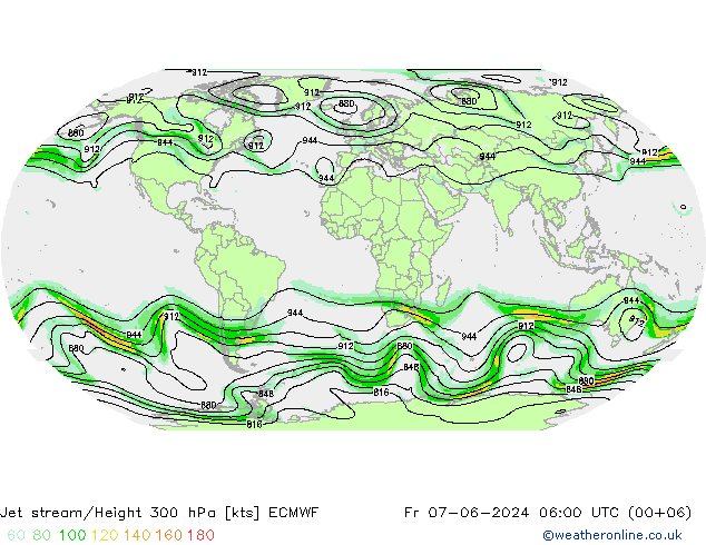 Jet stream ECMWF Sex 07.06.2024 06 UTC