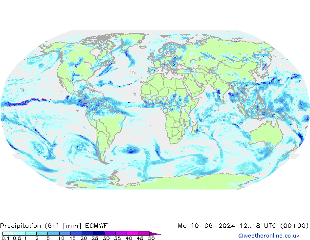 Z500/Rain (+SLP)/Z850 ECMWF Po 10.06.2024 18 UTC