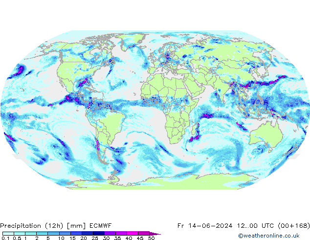 Precipitation (12h) ECMWF Fr 14.06.2024 00 UTC