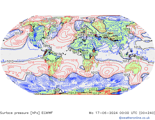 Surface pressure ECMWF Mo 17.06.2024 00 UTC