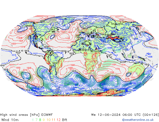 High wind areas ECMWF Qua 12.06.2024 06 UTC