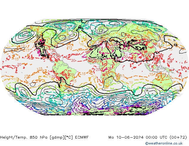 Height/Temp. 850 гПа ECMWF пн 10.06.2024 00 UTC