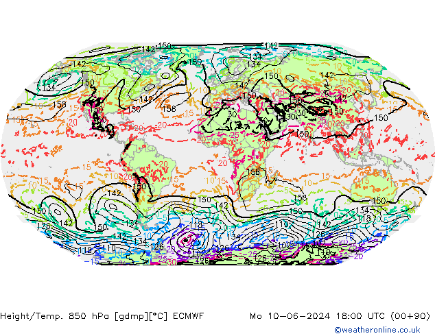 Z500/Rain (+SLP)/Z850 ECMWF Po 10.06.2024 18 UTC