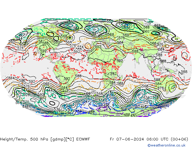 Z500/Rain (+SLP)/Z850 ECMWF Fr 07.06.2024 06 UTC