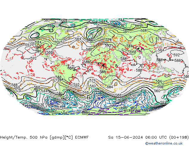 Height/Temp. 500 hPa ECMWF  15.06.2024 06 UTC
