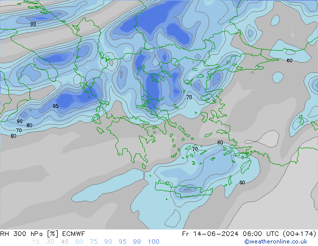 RH 300 hPa ECMWF  14.06.2024 06 UTC