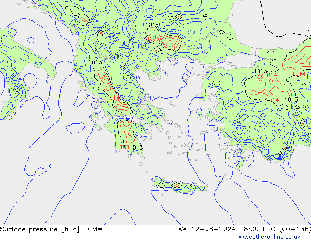 Bodendruck ECMWF Mi 12.06.2024 18 UTC