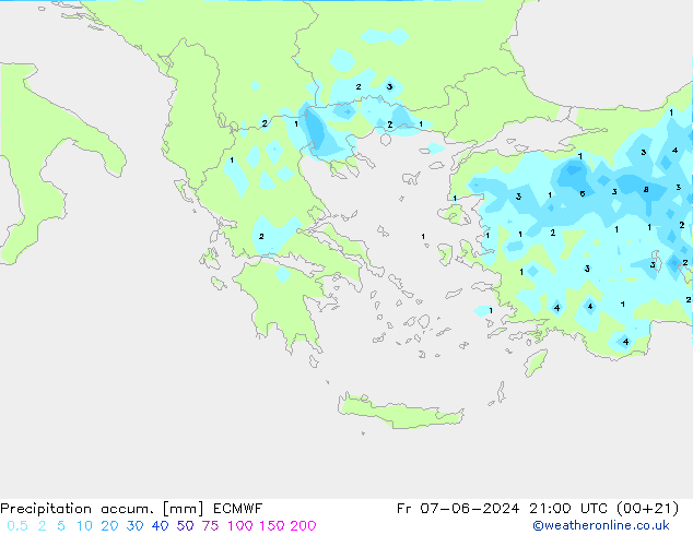 Precipitation accum. ECMWF  07.06.2024 21 UTC