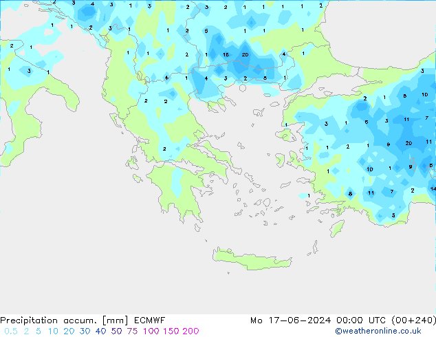 Precipitation accum. ECMWF Seg 17.06.2024 00 UTC