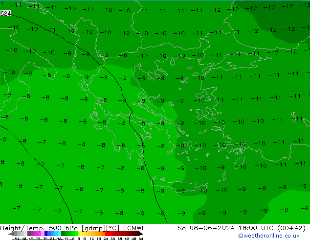 Z500/Rain (+SLP)/Z850 ECMWF сб 08.06.2024 18 UTC