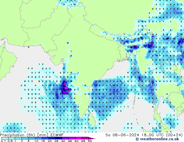 Z500/Regen(+SLP)/Z850 ECMWF za 08.06.2024 00 UTC