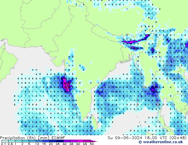 Z500/Rain (+SLP)/Z850 ECMWF Su 09.06.2024 00 UTC