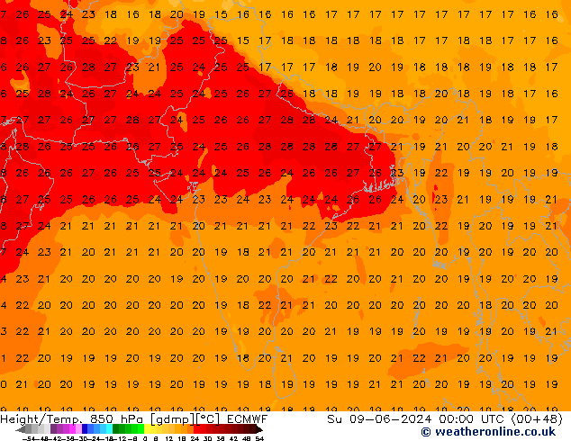 Z500/Rain (+SLP)/Z850 ECMWF Su 09.06.2024 00 UTC