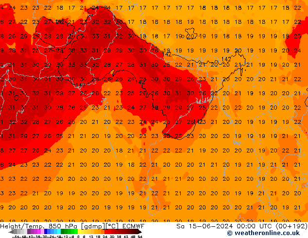 Z500/Rain (+SLP)/Z850 ECMWF Sáb 15.06.2024 00 UTC