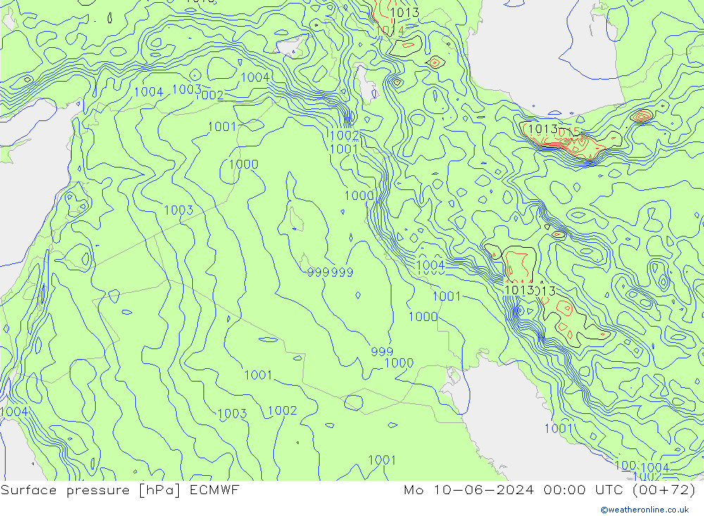 Surface pressure ECMWF Mo 10.06.2024 00 UTC