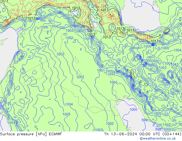 Yer basıncı ECMWF Per 13.06.2024 00 UTC