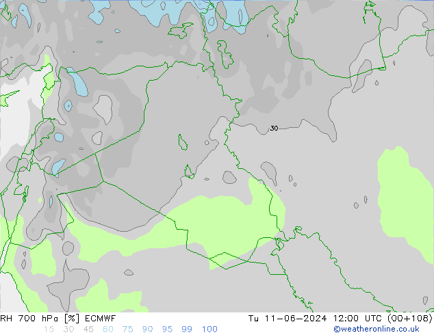 RH 700 hPa ECMWF  11.06.2024 12 UTC