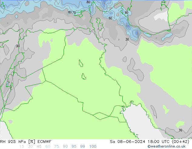 RH 925 hPa ECMWF So 08.06.2024 18 UTC