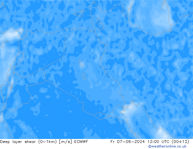 Deep layer shear (0-1km) ECMWF  07.06.2024 12 UTC