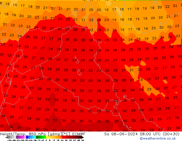 Z500/Rain (+SLP)/Z850 ECMWF сб 08.06.2024 06 UTC