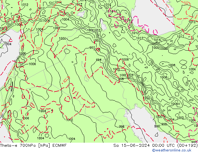 Theta-e 700hPa ECMWF Sa 15.06.2024 00 UTC