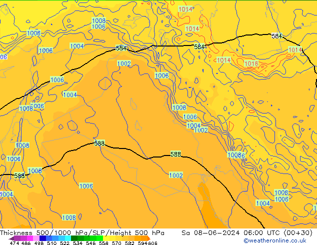 Thck 500-1000hPa ECMWF Sa 08.06.2024 06 UTC