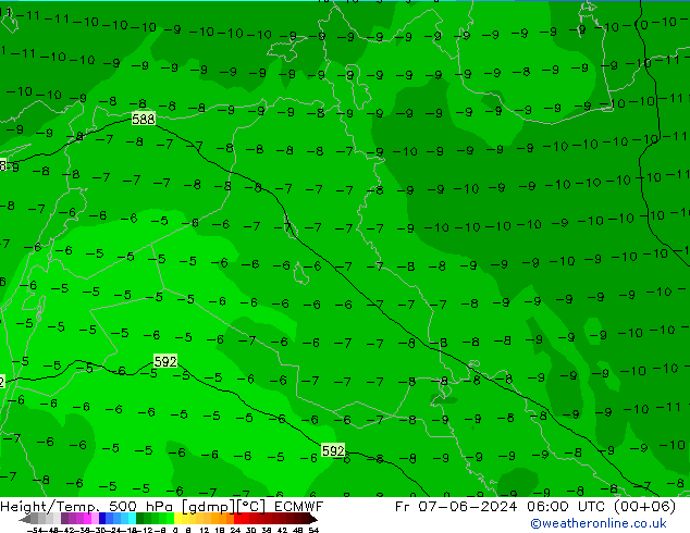 Z500/Rain (+SLP)/Z850 ECMWF Pá 07.06.2024 06 UTC