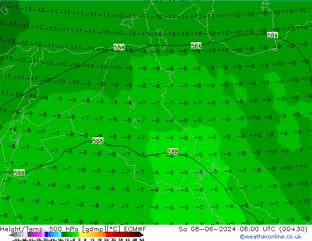 Z500/Rain (+SLP)/Z850 ECMWF сб 08.06.2024 06 UTC