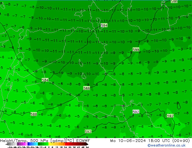 Z500/Rain (+SLP)/Z850 ECMWF  10.06.2024 18 UTC