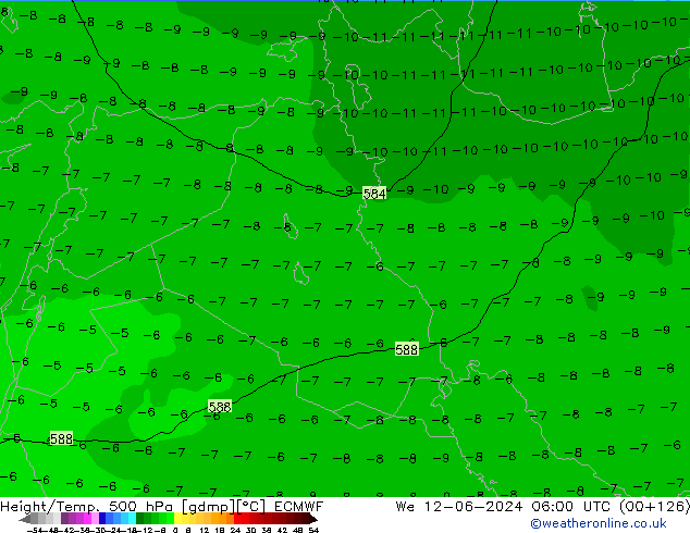 Z500/Rain (+SLP)/Z850 ECMWF mer 12.06.2024 06 UTC