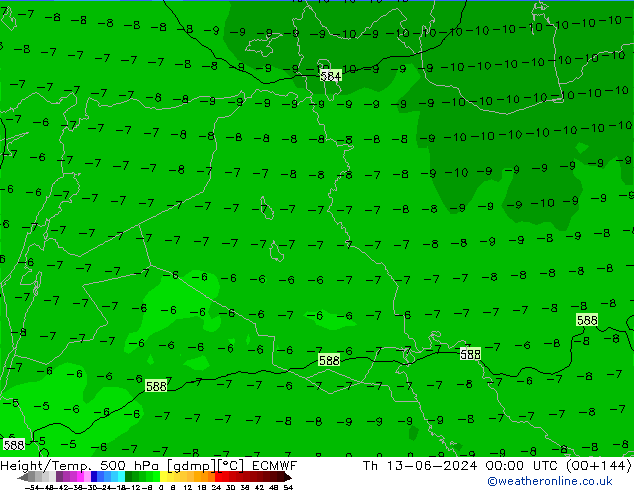 Height/Temp. 500 гПа ECMWF чт 13.06.2024 00 UTC