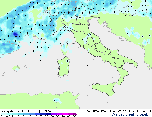 Z500/Rain (+SLP)/Z850 ECMWF Dom 09.06.2024 12 UTC