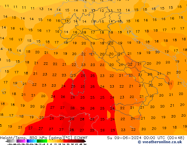 Z500/Rain (+SLP)/Z850 ECMWF Su 09.06.2024 00 UTC